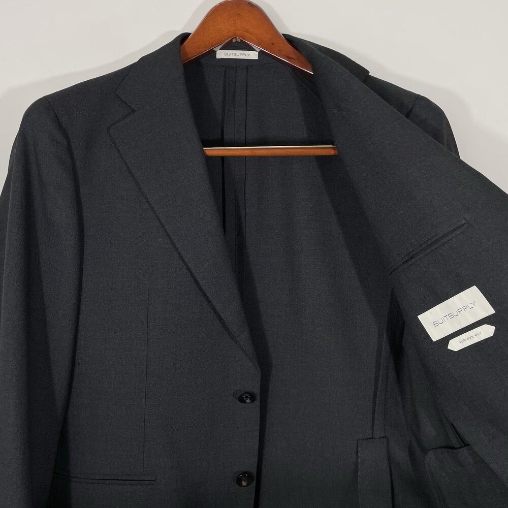 Suitsupply Havana Jetted Slim Sport Coat 42S Charcoal Gray Lanificio Rogna